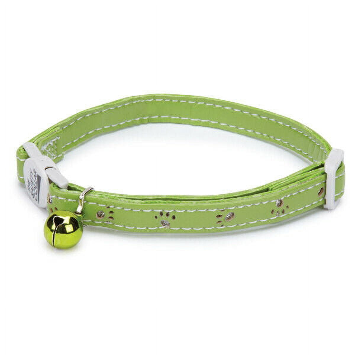 Image showcasing Sparkle Paw Print Cat Collars Faux Leather Design Jingle Bell Buckle 8 ...