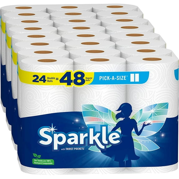 Sparkle Pick-A-Size Paper Towels, 24 Double Rolls = 48 Regular Rolls