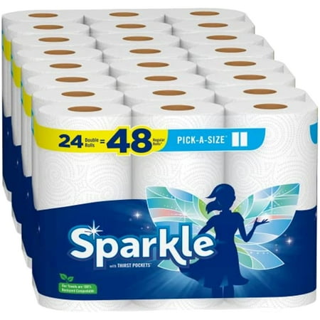 Sparkle Pick-A-Size Paper Towels, 24 Double Rolls = 48 Regular Rolls