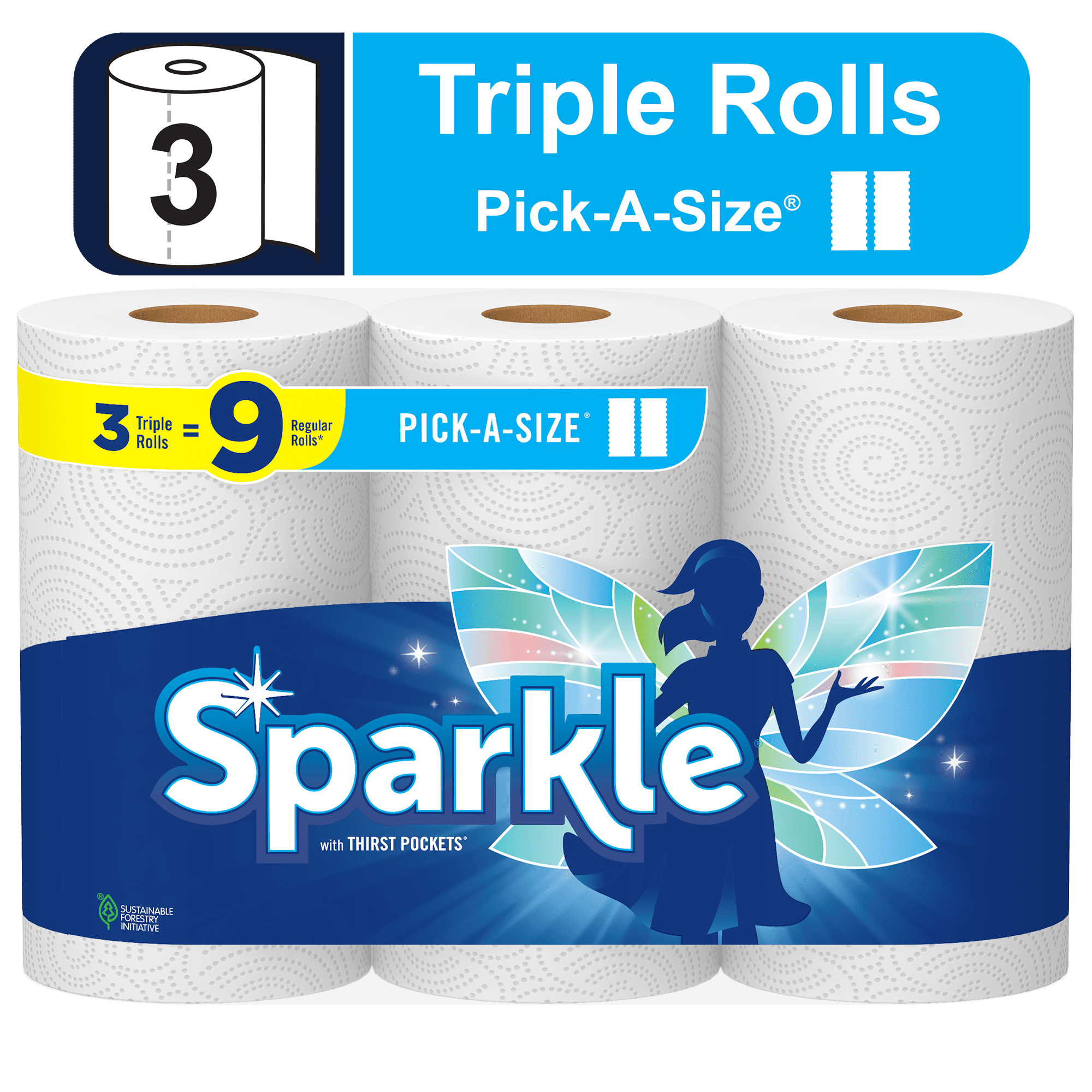 Sparkle Pick-a-Size Paper Towels, 3 Triple Rolls