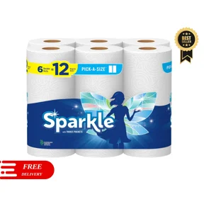 Sparkle Pick-A-Size Paper Towels, 6 Double Rolls = 12 Regular Rolls - Half&Full