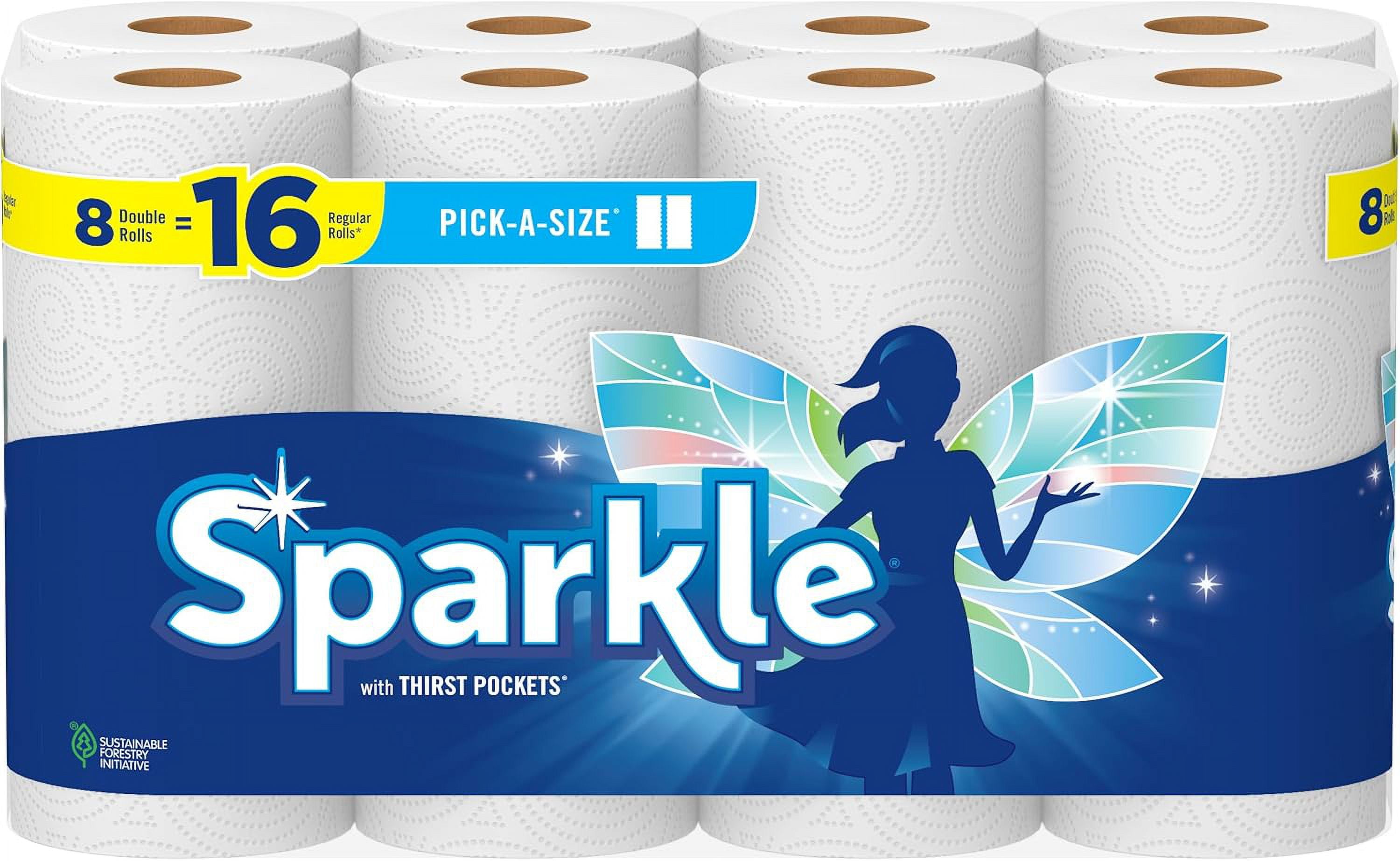 Sparkle Pick-A-Size Paper Towels, 8 Double Rolls = 16 Regular Rolls
