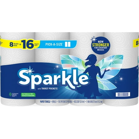 Sparkle Pick-A-Size Paper Towels, 8 Double Rolls = 16 Regular Rolls