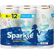 Sparkle Pick-A-Size Paper Towels, Spirited Prints, 6 Double Rolls = 12 Regular Rolls, Everyday Value Paper Towel With Full And Half Sheets