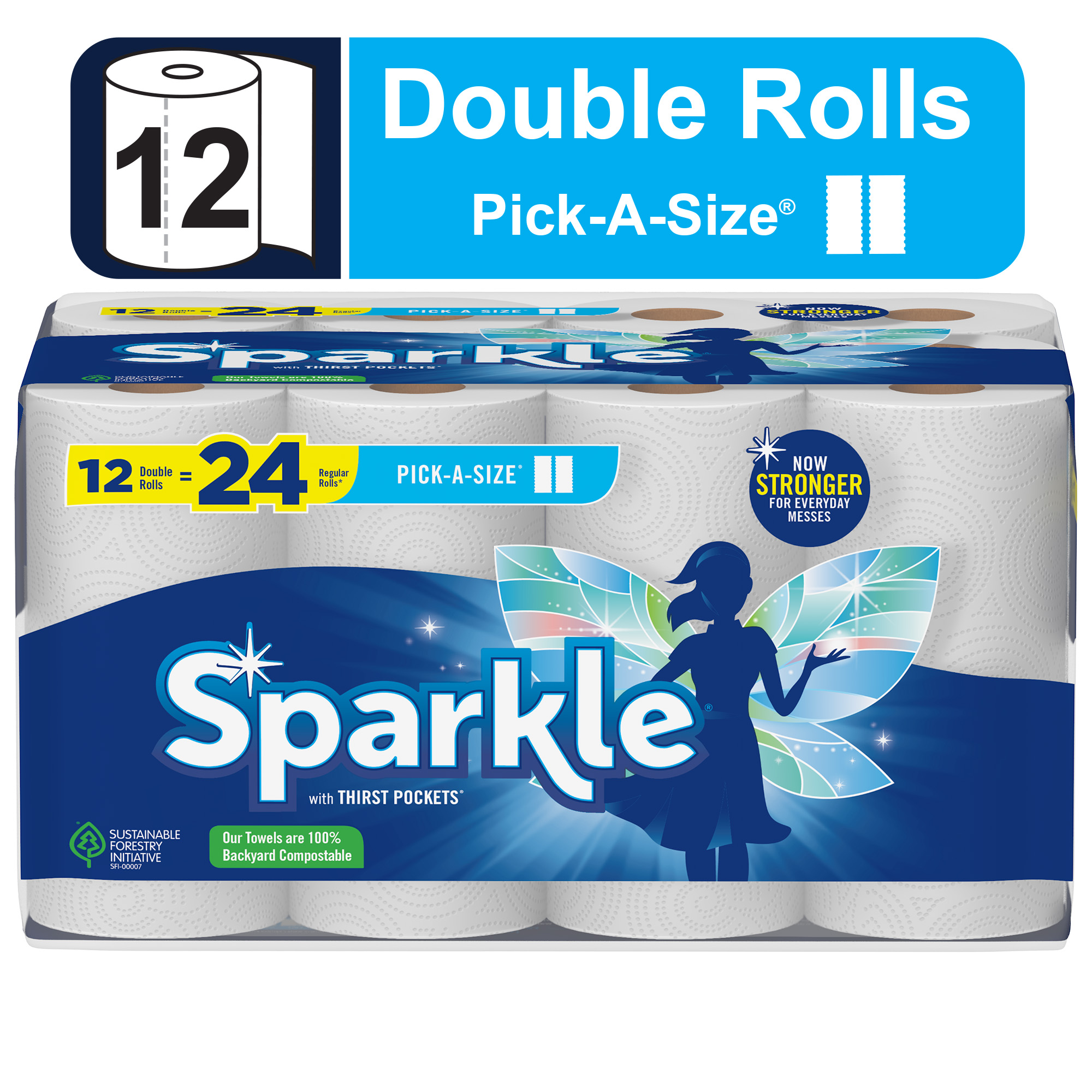 Sparkle PickASize Paper Towels, White, 10 Double Rolls = 20 Regular