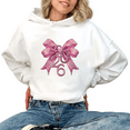 thumbnail image 1 of Sparkle Pink Bow 2026 Print Hoodie Graphic Sweatshirt White S-2XL tops trendy and popular patterned white hooded sweatshirts, 1 of 5
