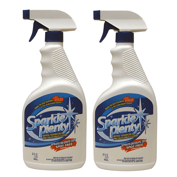 Sparkle Plenty Crystal Chandelier Cleaner Spray | Drips Dry | Home Cleaning Supplies | Crystal Cleaner | Fine Collectables Cleaner | Glass Cleaner | Figurine Cleaner | 32 fl oz (Pack of 2)