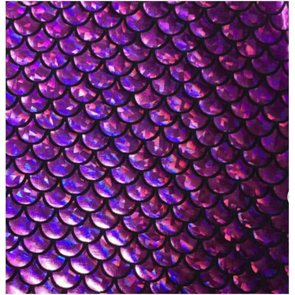 Sparkle Purple Mermaid Scales Hologram Fish Scale Stretch Spandex Sold by The Yard