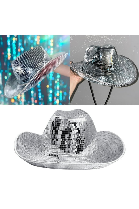Sparkle Rhinestone Cowboy Hat - Western Party Hat with Protective Packaging for Events & Photo Shoots Clearance, Yubnlvae Hat New Prom Reflective Fisherman Cowboy Hat , Silver, One Size