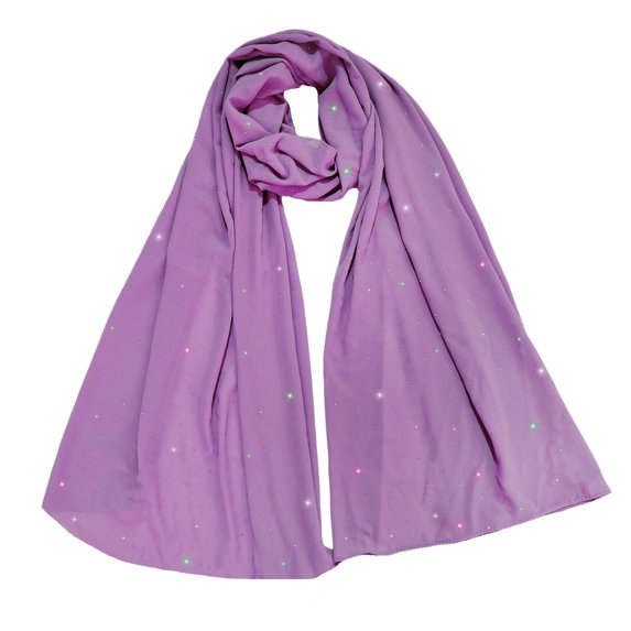Sparkle Rhinestones Women's Chiffon Scarf Shawl Head Wrap Hijab Lightweight