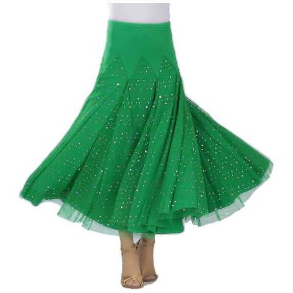 Sparkle Sequin Tulle Drama Paso Doble Flamenco Smooth Long Dance Practice Skirts