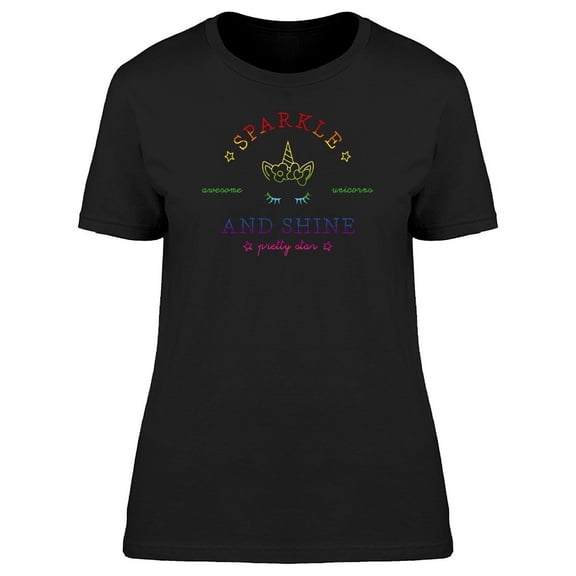 Sparkle & Shine Rainbow Unicorn T-Shirt Women -Image by Shutterstock, Female Small