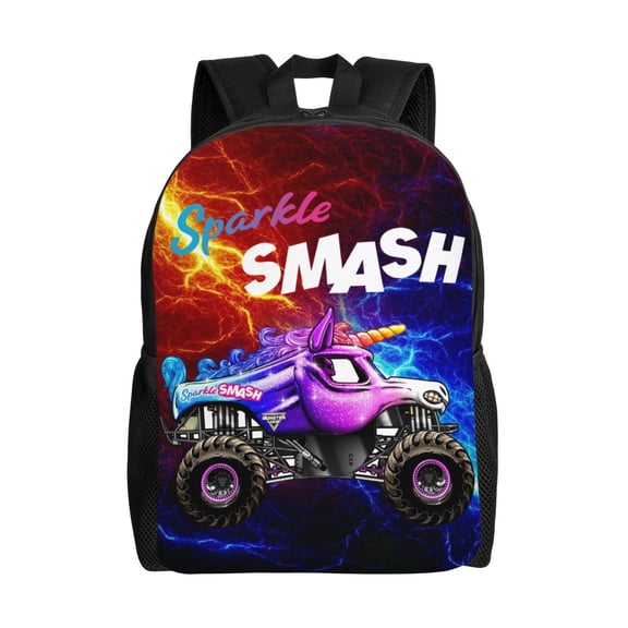 Sparkle Smash Trucks Lightweight Backpack Laptop Shoulders Bag Bookbag Daypack Travel Women Men