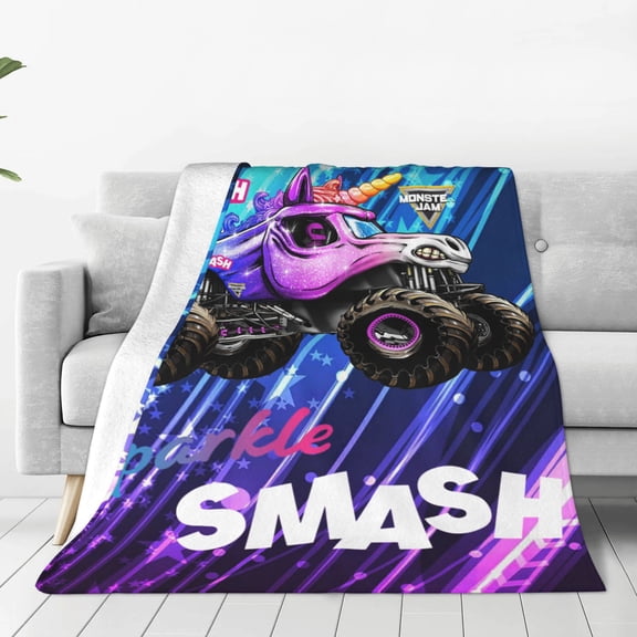Sparkle Smash Trucks Soft Micro Fleece Cozy Throw Blanket Lightweight Fuzzy Flannel Blankets Sofa Decor Gifts