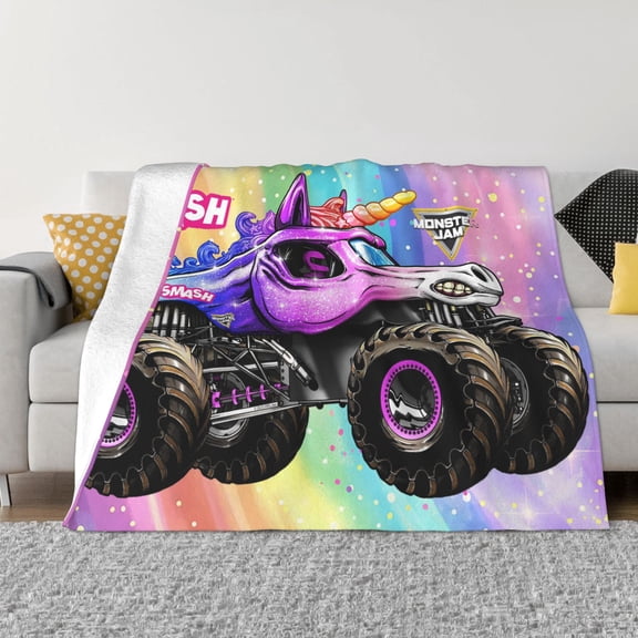 Sparkle Smash Trucks Soft Micro Fleece Cozy Throw Blanket Lightweight Fuzzy Flannel Blankets Sofa Decor Gifts