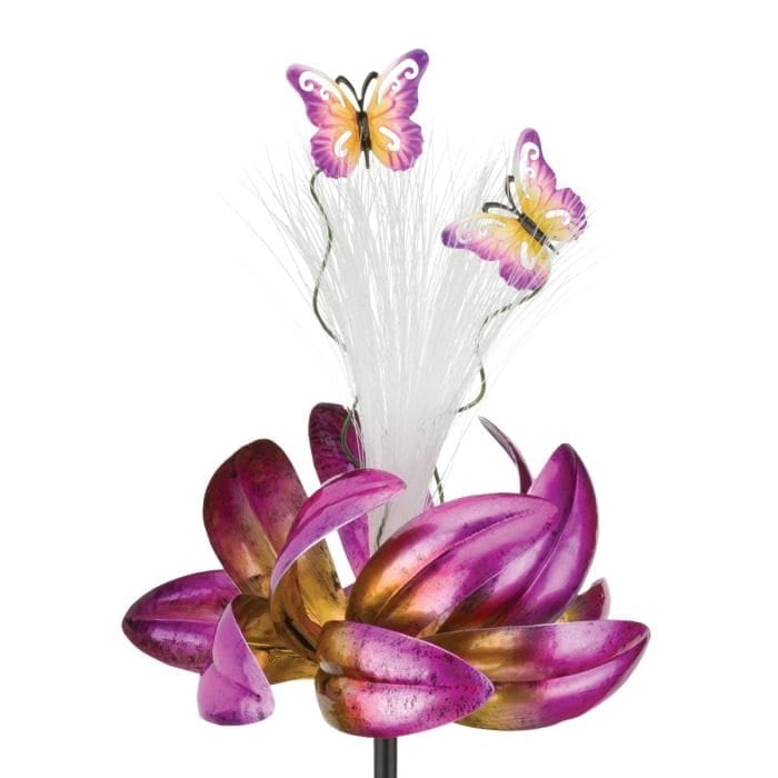Purple Butterfly Solar Garden Spinner Stake