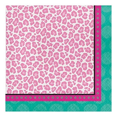 Sparkle Spa Pink Leopard Cheetah Girls Birthday Party Paper Luncheon Napkins