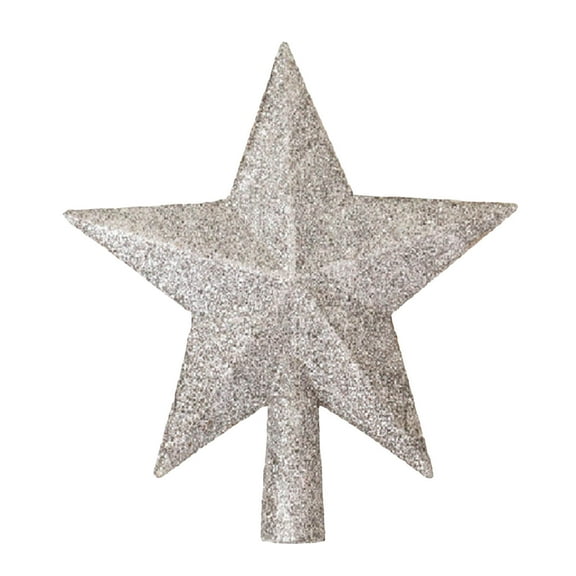 Sparkle Star Christmas Tree Topper - Glittering Silver Blue Hollow Star Tree Topper for Xmas Tree Decorations, 8 Inch Home Holiday Decor Ornament