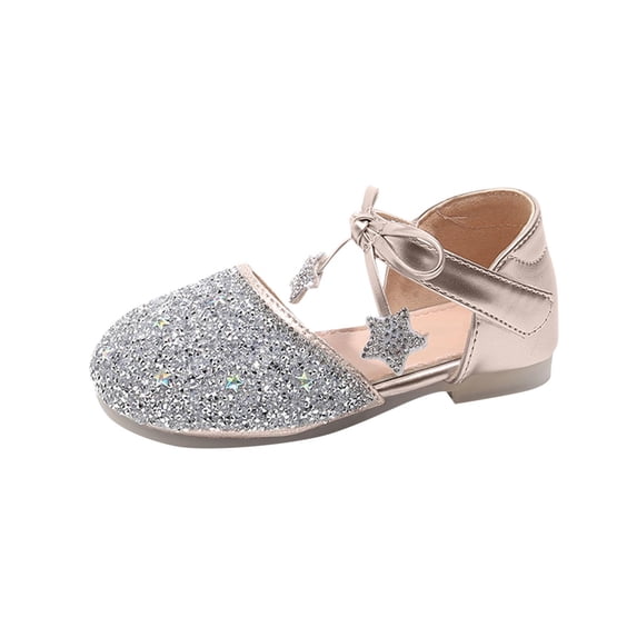 Sparkle Star Girls Glitter Flats Non-Slip Mary Jane Kids Little Kid Pink Party Wedding Dress Shoes,Size 13.5 M