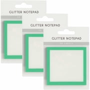 TTLECOK 3-Pack Green Sparkle Clear Pastel Glitter Sticky Notes