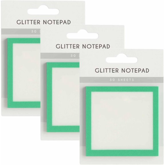 TTLECOK 3-Pack Green Sparkle Clear Pastel Glitter Sticky Notes