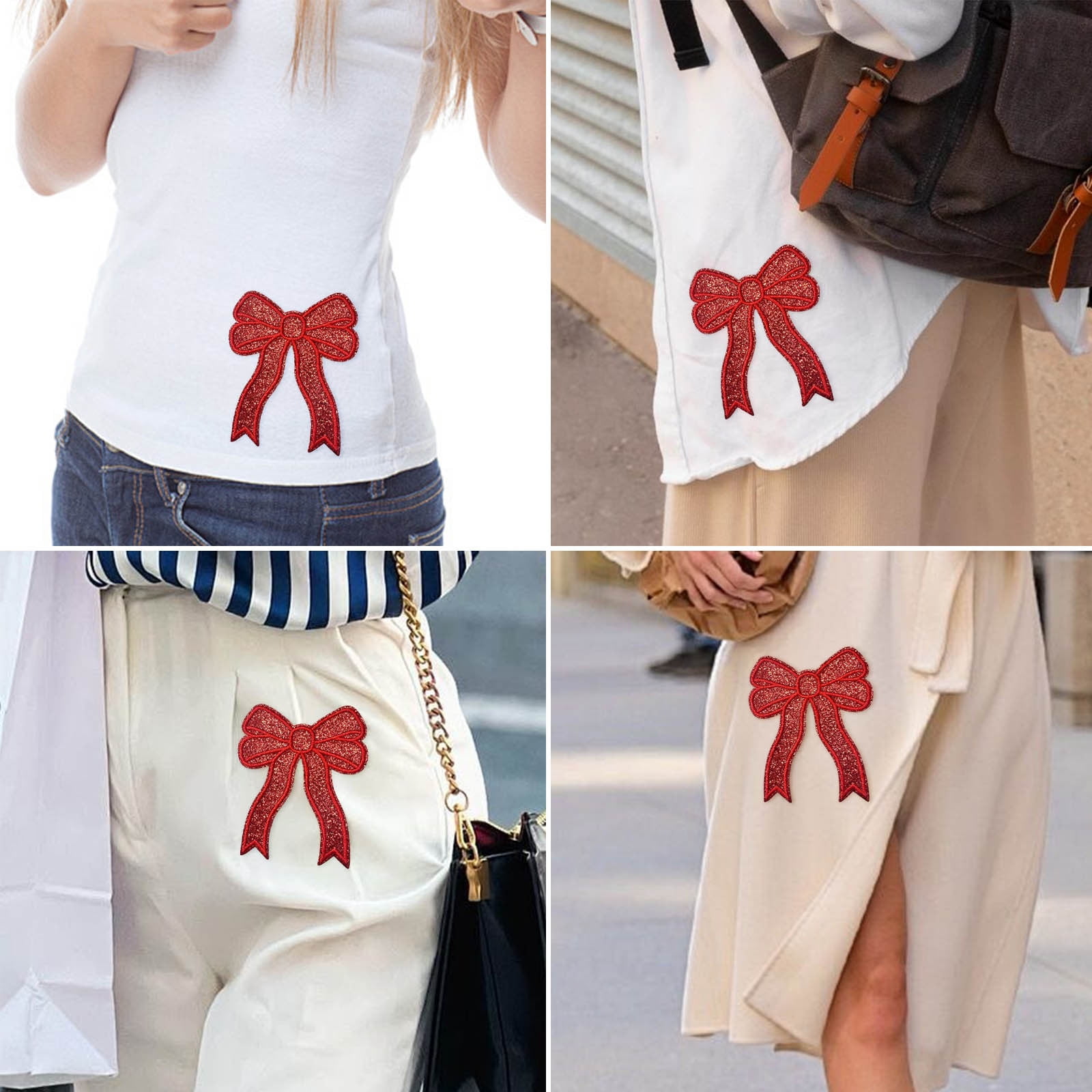 10pcs/Lot Small Bowknot Patch Embroidery Sticker Iron On Patcs For Clothing Applique Embroidery DIY Clothing Accessories