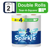 Sparkle Tear-A-Square Paper Towels, 2 Double Rolls, White, Customizable Sheet Size Paper Towel