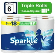 Sparkle Tear-A-Square Paper Towels, 6 Triple Rolls, White, Customizable Sheet Size Paper Towel