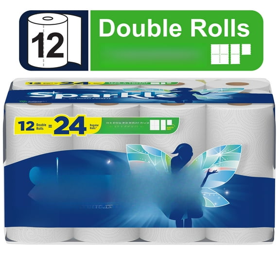 Sparkle Tear-a-Square Paper Towels, 12 Double Rolls