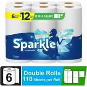 Sparkle Tear-a-Square Paper Towels, 6 Double Rolls