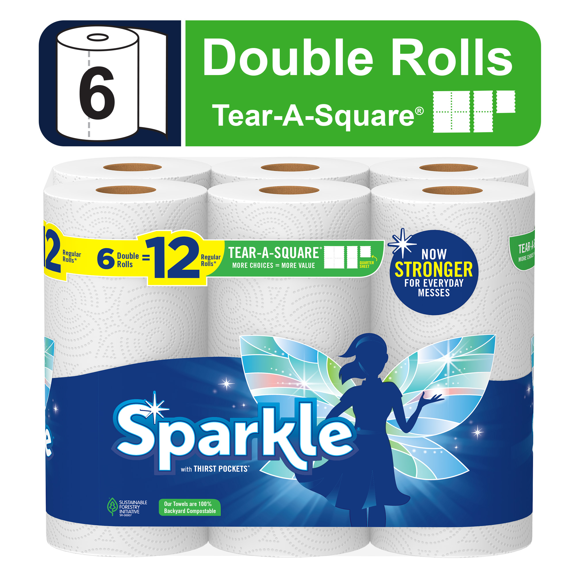 Sparkle Paper Towels, 6 Giant Rolls, Full Sheet, Prints