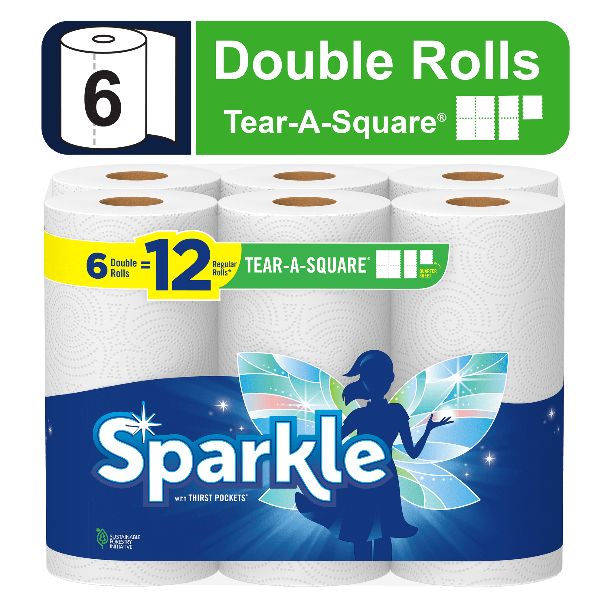 Sparkle® Tear-A-Square® Double Roll Paper Towels, 6 ct - Ralphs