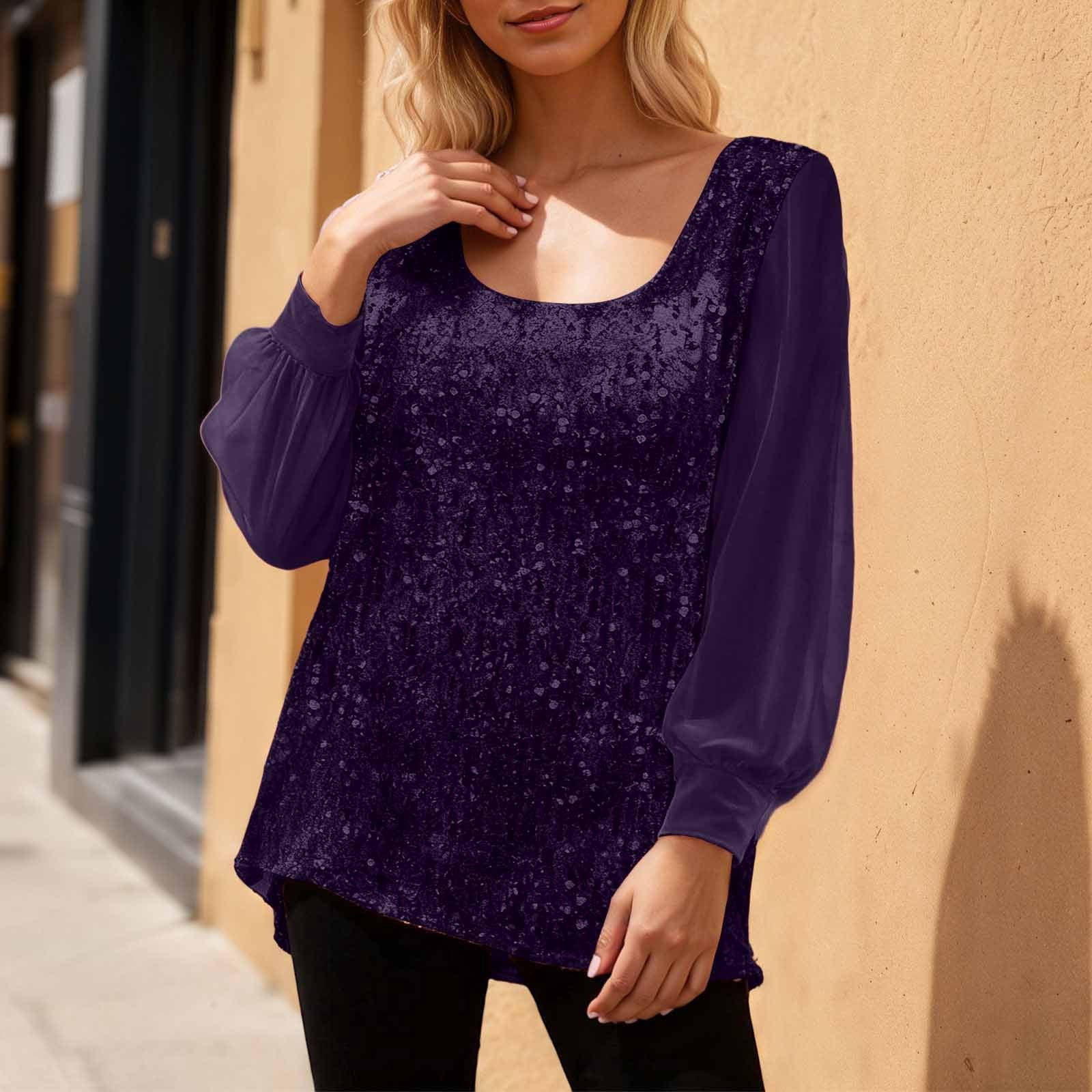 Sparkle Tops for Women Sheer Long Sleeve Glitter Tops Women Sequin — free download