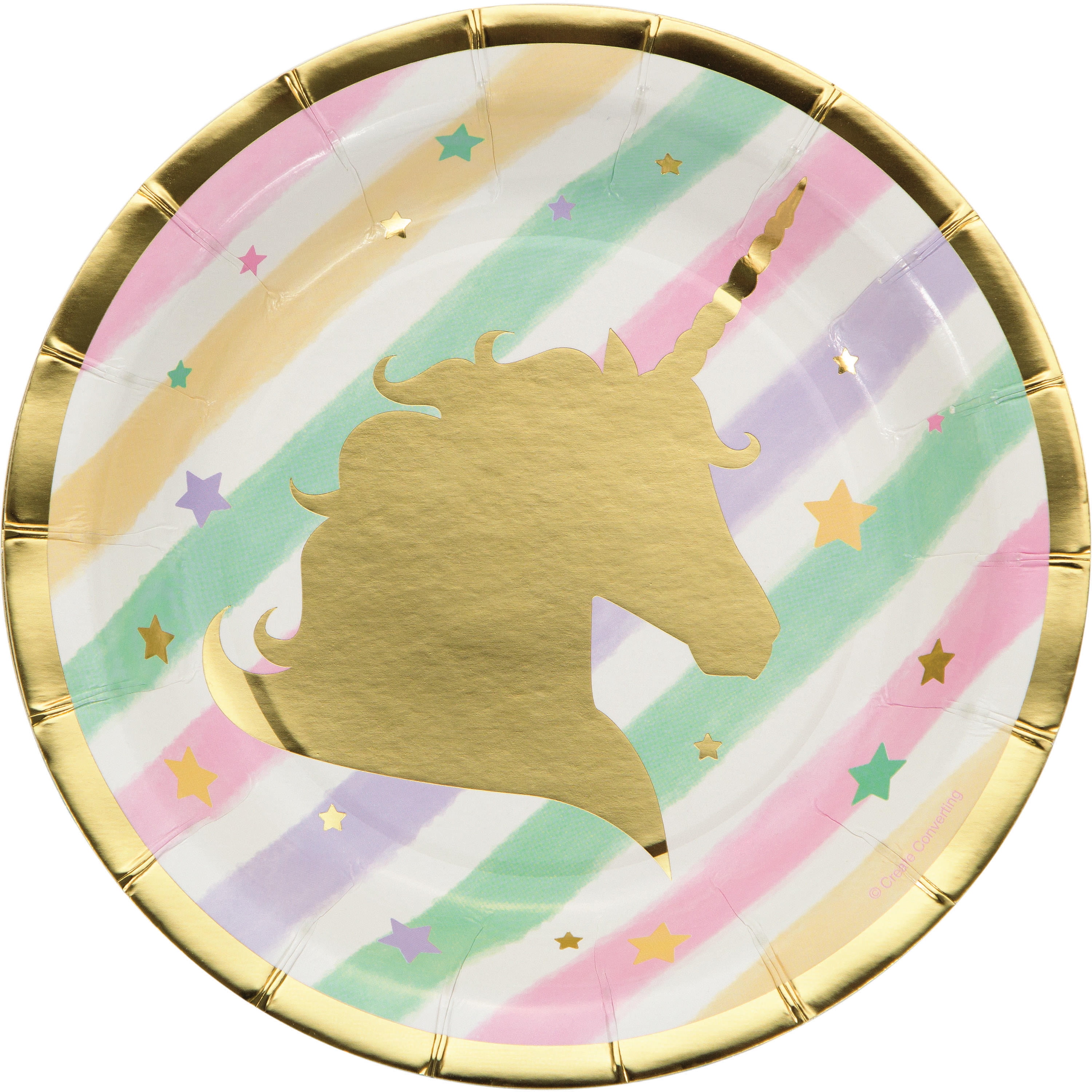 Sparkle Unicorn Round Paper Dessert Plates 24 Count for 24 Guests