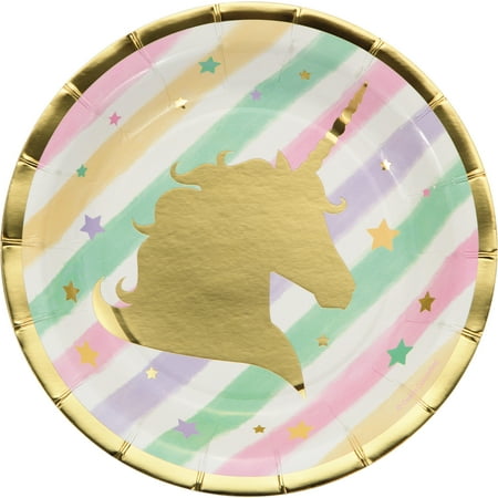 Sparkle Unicorn Round Paper Dessert Plates 24 Count for 24 Guests