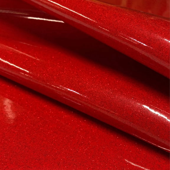 Sparkle Vinyl Fabric, Smooth Glitter Faux Leather Sheets, Shiny Material, Great for Upholstery Bag Making Hair Bows Clips Earrings DIY and Craft Projects - Individual 1 Yard Cut 36"x54" (Ruby Red)