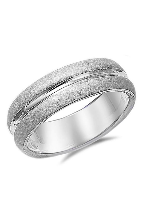 Sparkle Wide Satin Finish Wedding Ring ( Sizes 4 5 6 7 8 9 10 11 12 13 14 ) New .925 Sterling Silver Band Rings (Size 7)