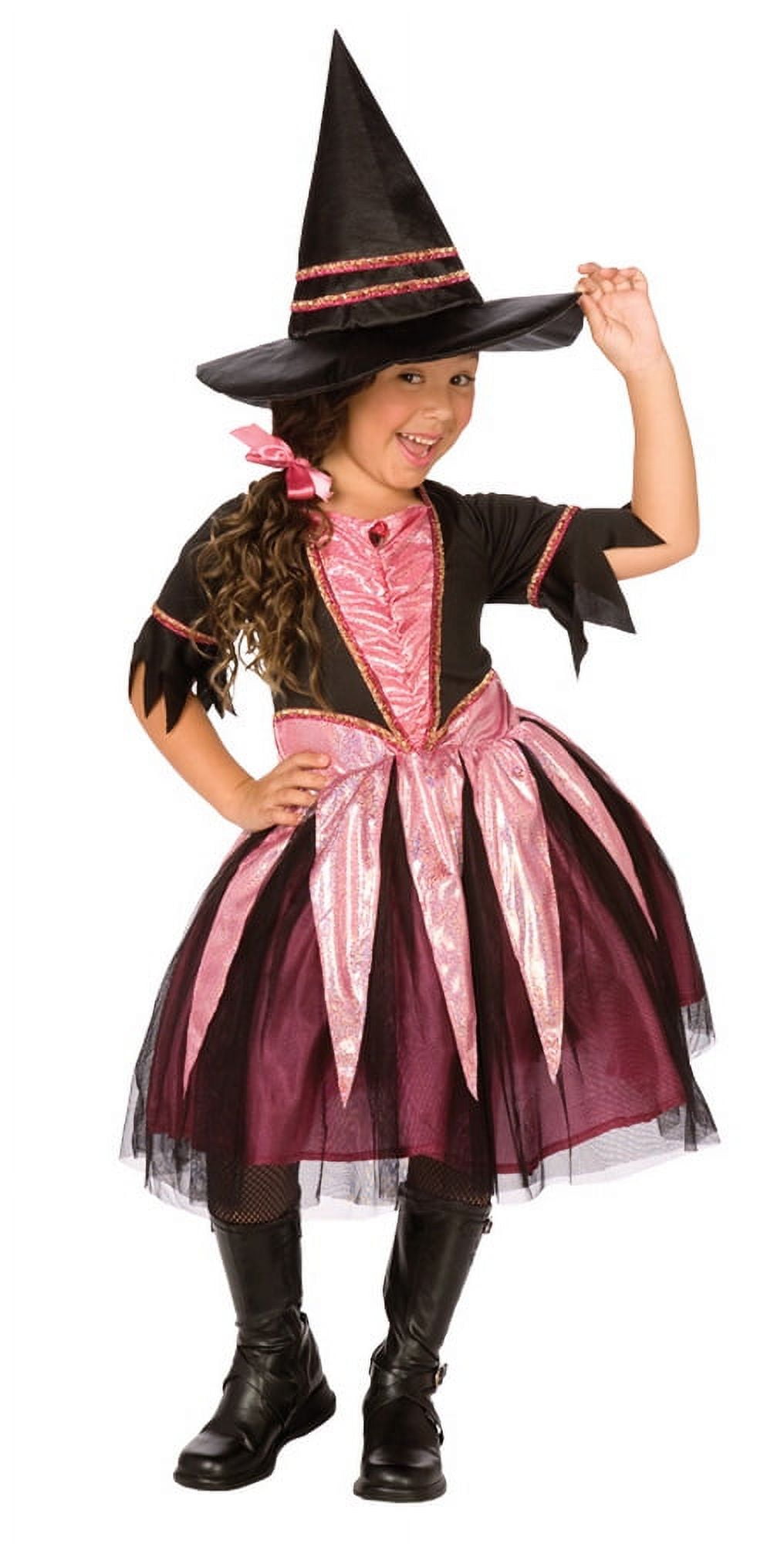 Pink and Black Sparkle Witch Costume Set for Girls