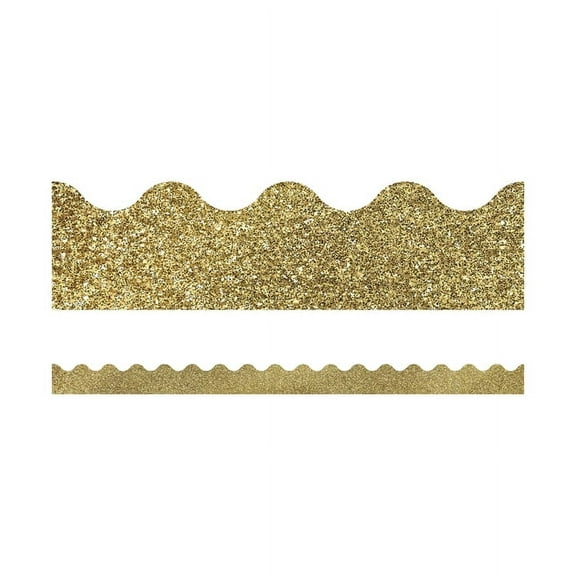 Sparkle and Shine Gold Glitter Scalloped Bulletin Board Borders (Other)