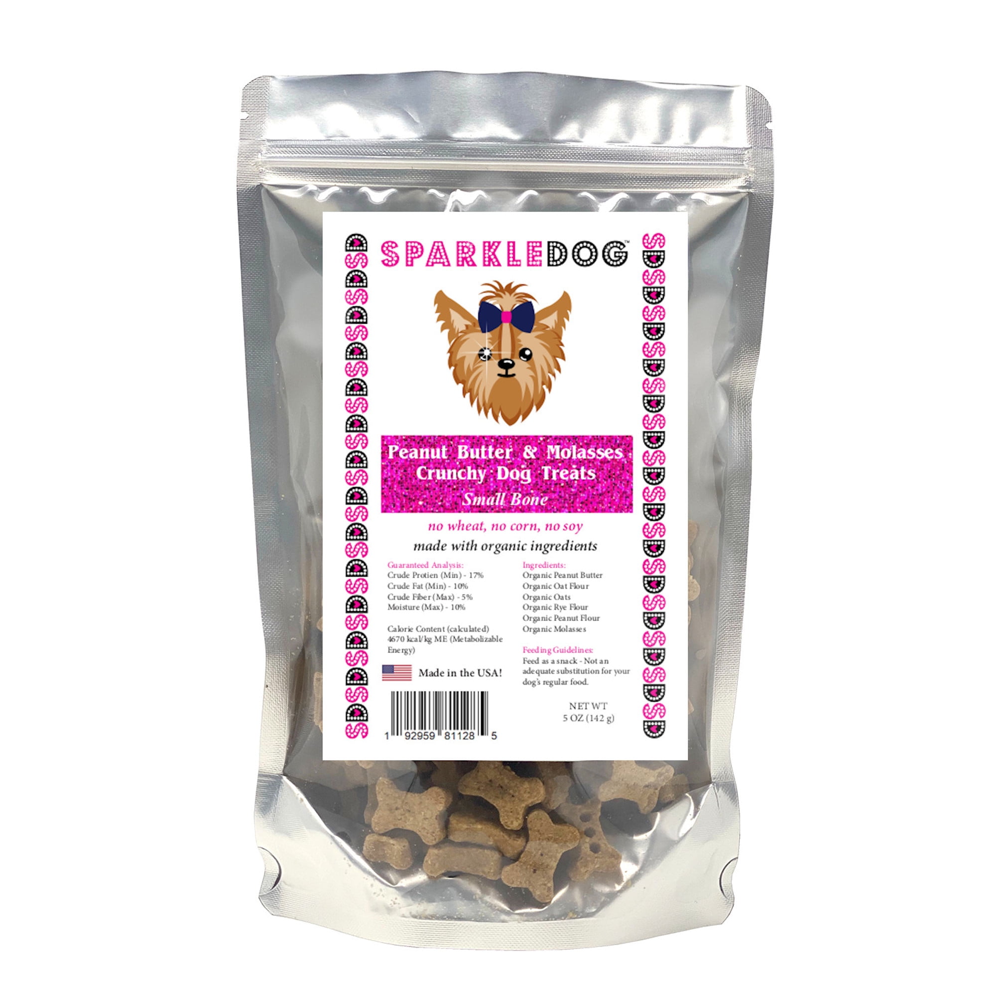 SparkleDog Peanut Butter & Molasses Small Bone Crunchy Dog Treats, 5 oz