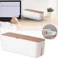 thumbnail image 1 of SparkleHome White Cable Box with Wood Lid for Desk TV Computer USB Hub Power Strip Organizer, 1 of 8