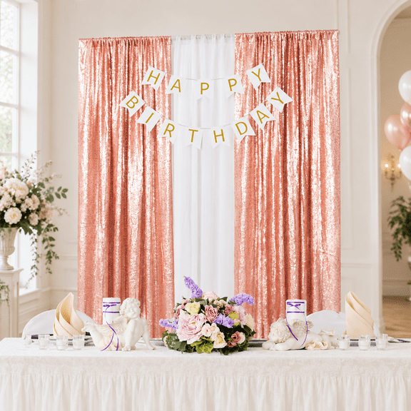 Sparkledrop Curtain 2 Panels Set Sequin Photo 2ftx8ft Pack Of 2-1220s (2ftx8ft 2pack Blush)