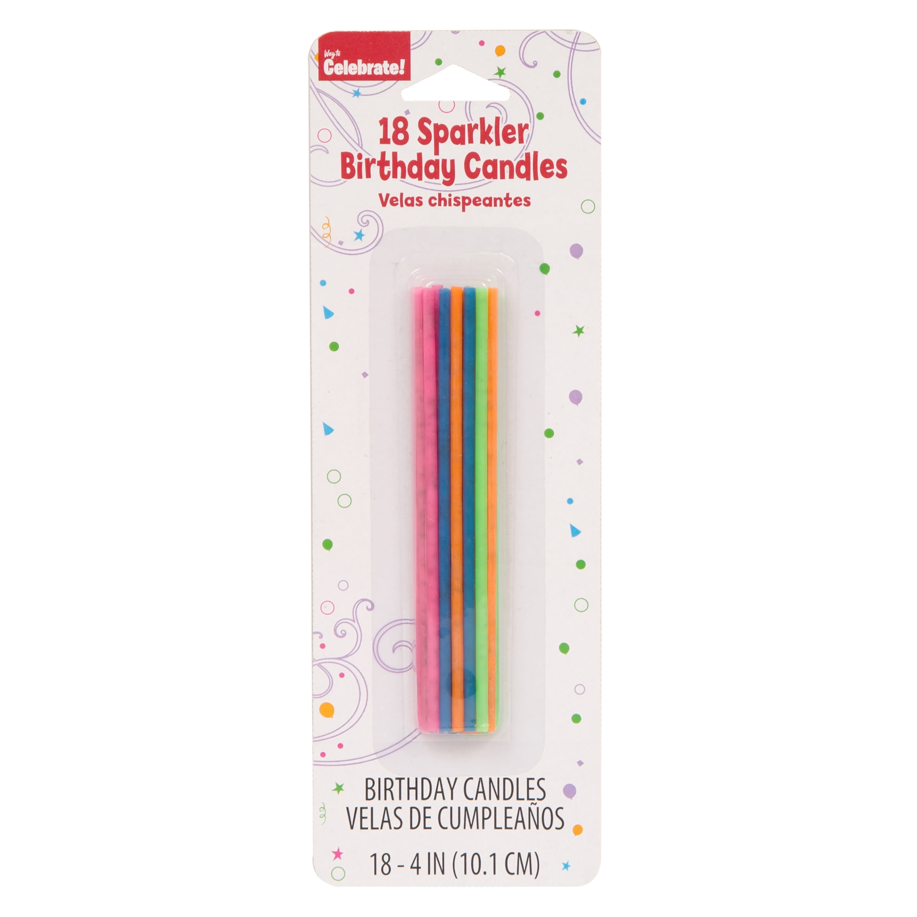 Sparkler Birthday Candles, Assorted, 18ct