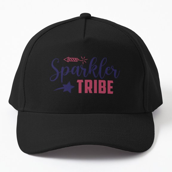 Sparkler Tribe Baseball Cap, Fourth of July Typography Graphic Design, Classic Hat