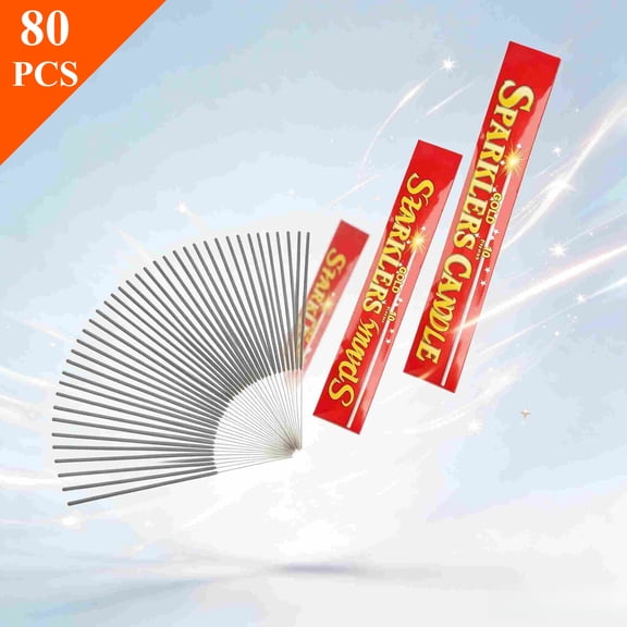 Sparkler Wand Label Tags 80 Count, 18 Inch Long Burning Gold Sparkler Sticks, Versatile Decor for Wedding Favors, Christmas & Anniversary Parties