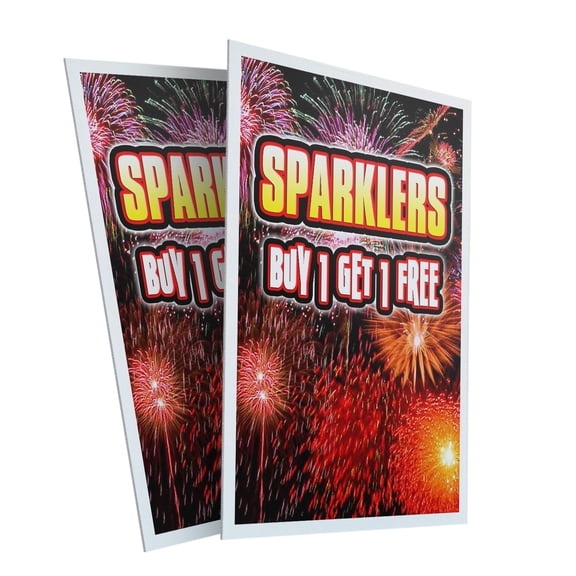 Sparklers Buy 1 Get 1 Free (2-PACK) 24" x 36" Plastic Signs | Sign Insert 4mm Corrugated Plastic Signs Storefront Window Poster