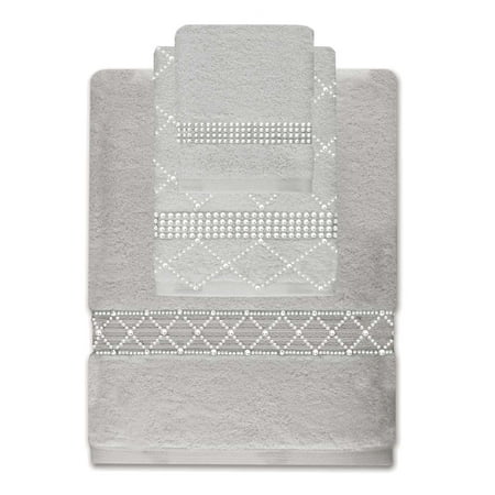 Sparkles Home Atlas 3-Piece Rhinestone Towel Set Gray