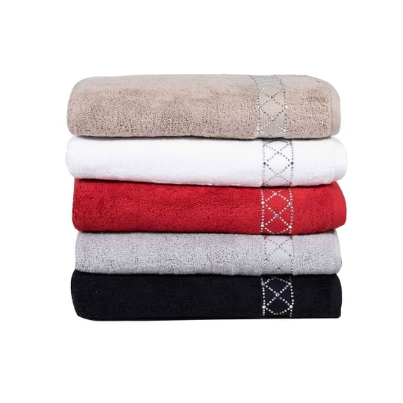 Sparkles Home Atlas Rhinestone Bath Towel Red