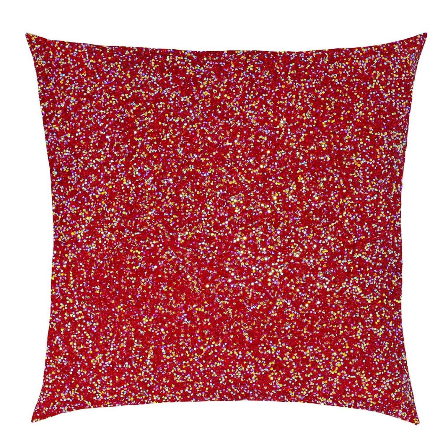 16"x16" Red Iridescent Velvet Rhinestone Square Throw Pillow