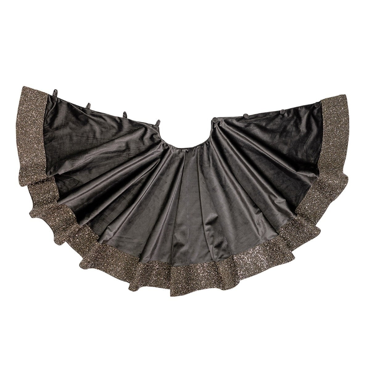Charcoal Velvet Tree Skirt with Rhinestone Border